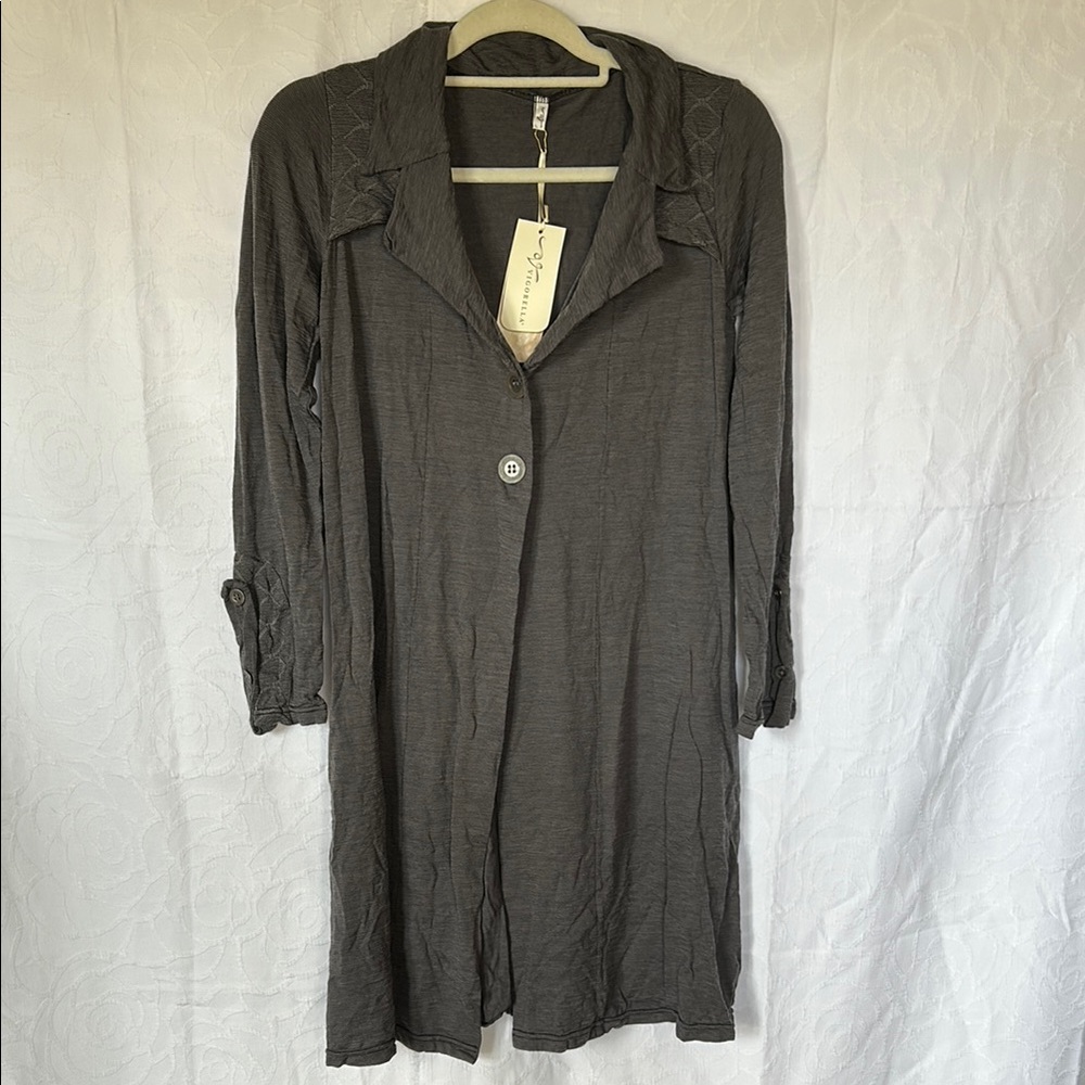 NWT VIGORELLA gray trench merino wool blend jacket Size S/M Made in Australia